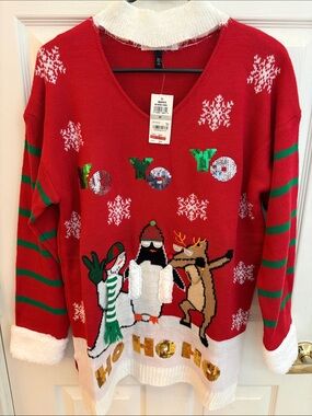 Planet Gold Holiday choker-neck Christmas sweater womens size 1X brand new